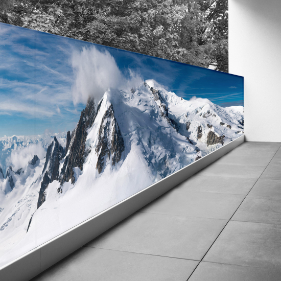 Frangivista per balcone - 130x585 cm - Montagne innevate