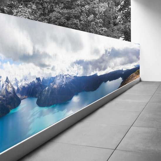 Frangivista per balcone - 90x337 cm - Vista lago e montagne