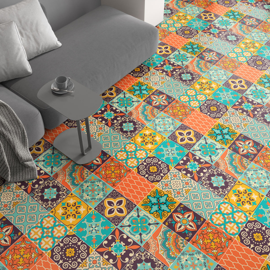 Piastrelle Adesive per Pavimenti - Motivo piastrelle di cemento