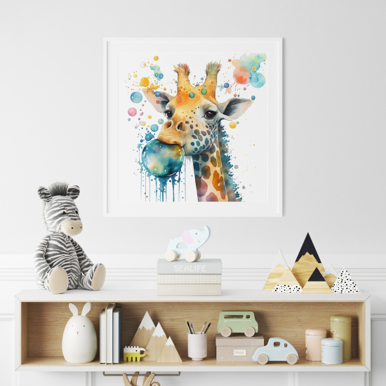 Poster per Bambini - Giraffa colorata