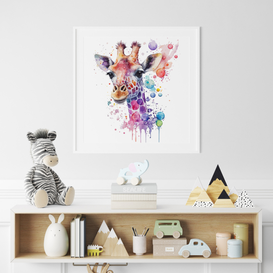 Poster per Bambini - Giraffa colorata