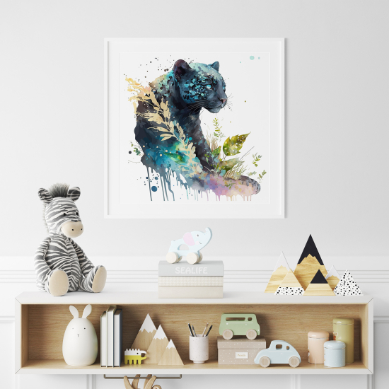 Poster per Bambini - Pantera Nera colorata