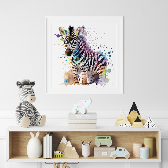 Poster per Bambini - Zebra colorata