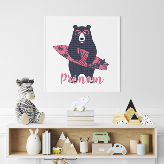 Poster personalizzato per bambini - Orso surfista