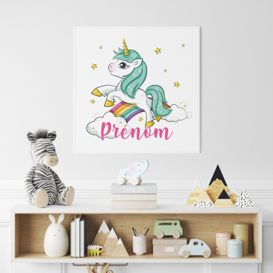 Poster personalizzato per bambini - Unicorno arcobaleno