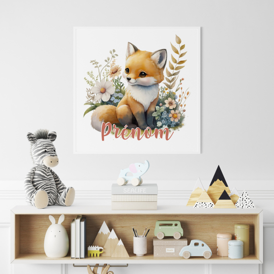 Poster personalizzato per bambini - Volpe fiori