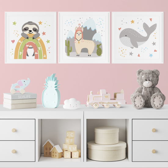 Set di 3 Poster per bambini - Animali