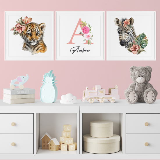 Set di 3 Poster personalizzato per bambini - Animali