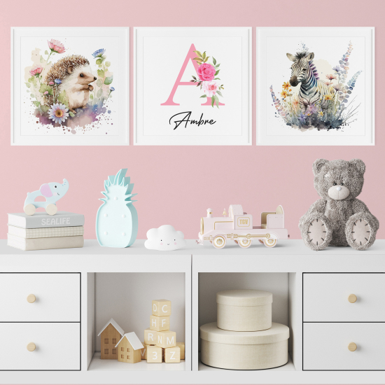 Set di 3 Poster personalizzato per bambini - Animali
