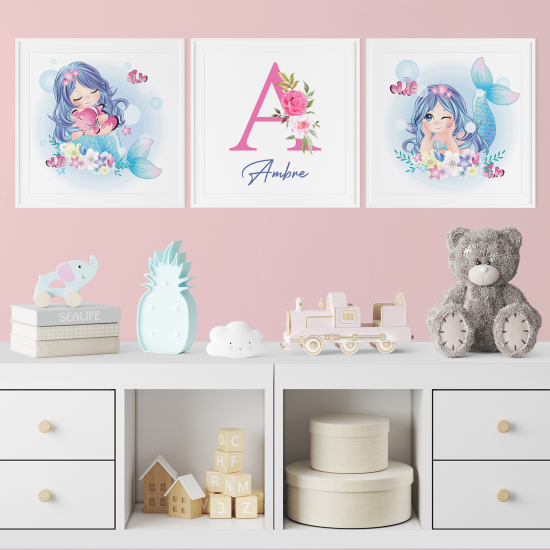 Set di 3 Poster personalizzato per bambini - Sirene