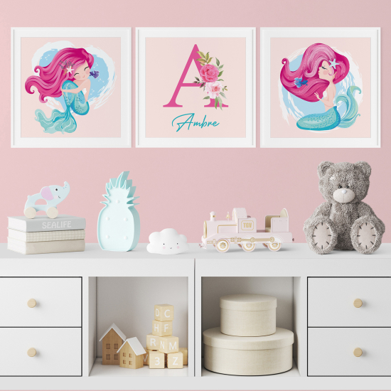 Set di 3 Poster personalizzato per bambini - Sirene