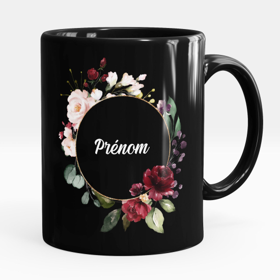 Tazza / Mug personalizzata Nero integrale - Fiori