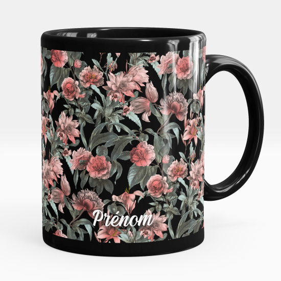 Tazza / Mug personalizzata Nero integrale - Fiori