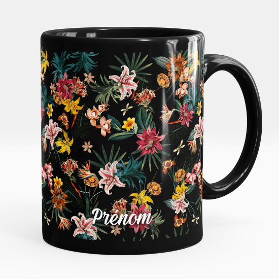 Tazza / Mug personalizzata Nero integrale - Fiori