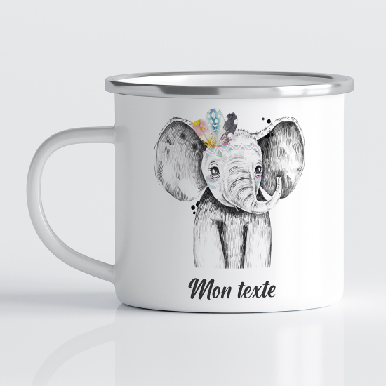 tazza smaltata personalizzata per Bambini - Elefante