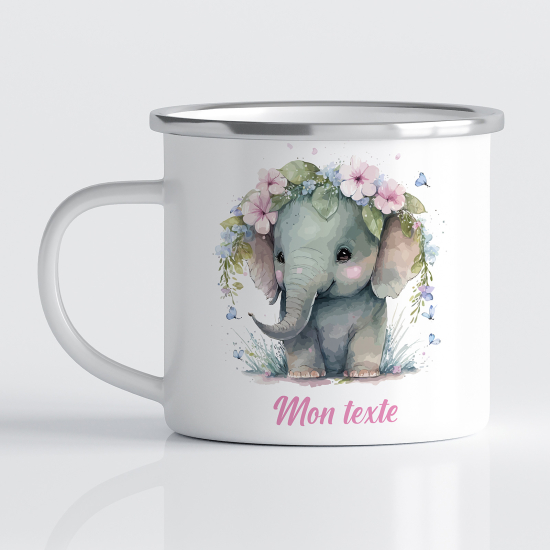 tazza smaltata personalizzata per Bambini - Elefante