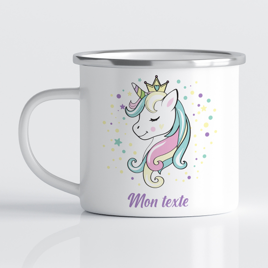 tazza smaltata personalizzata per Bambini - Unicorno
