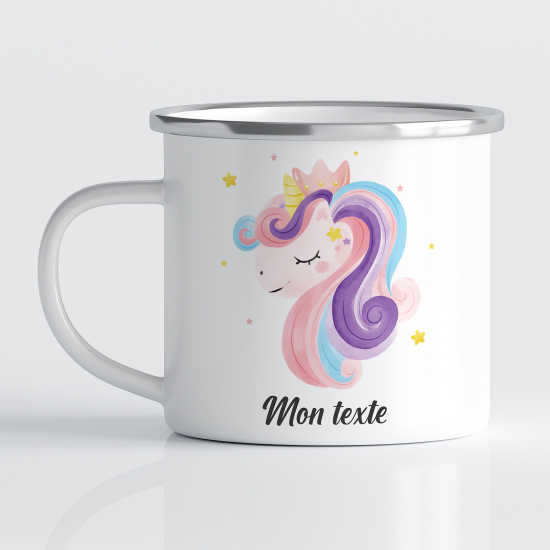 tazza smaltata personalizzata per Bambini - Unicorno
