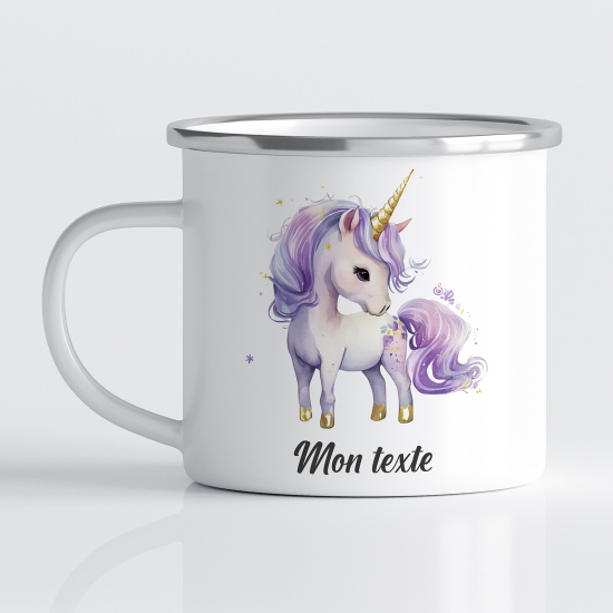 tazza smaltata personalizzata per Bambini - Unicorno