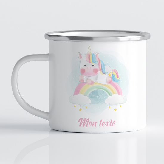 tazza smaltata personalizzata per Bambini - Unicorno Arcobaleno