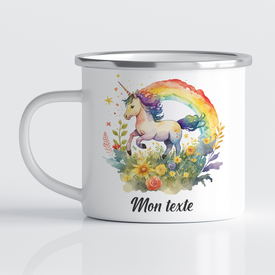 tazza smaltata personalizzata per Bambini - Unicorno Arcobaleno