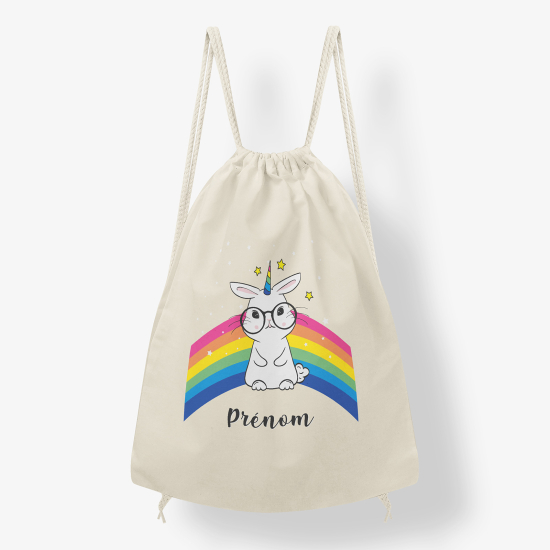Zaino personalizzato con coulisse - Coniglio unicorno