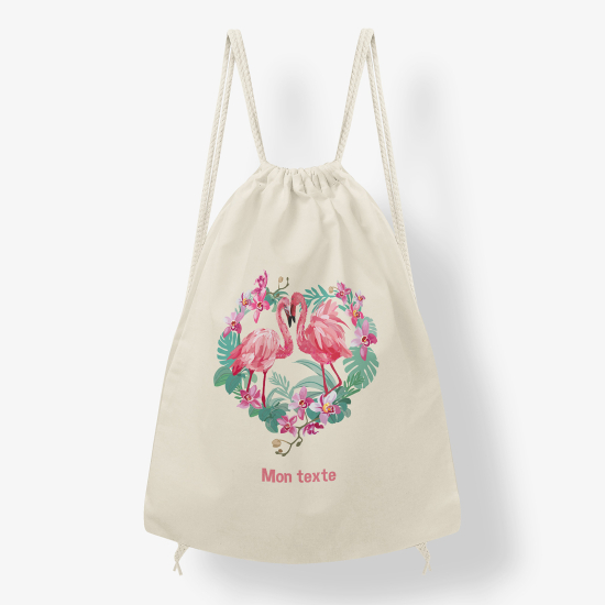 Zaino personalizzato con coulisse - Fenicottero rosa