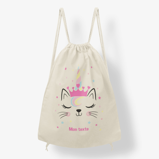 Zaino personalizzato con coulisse - Gatto unicorno