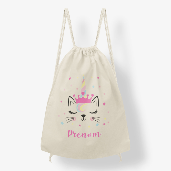Zaino personalizzato con coulisse - Gatto unicorno