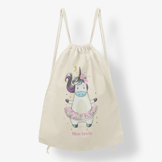Zaino personalizzato con coulisse - Mucca unicorno