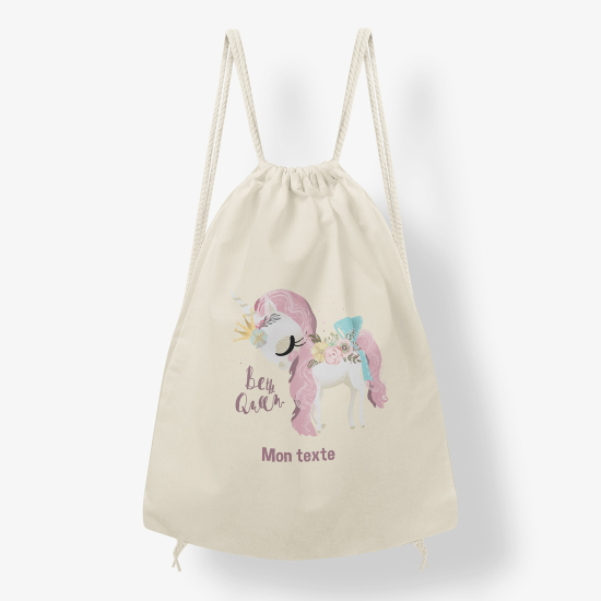 Zaino personalizzato con coulisse - Pony fiorito