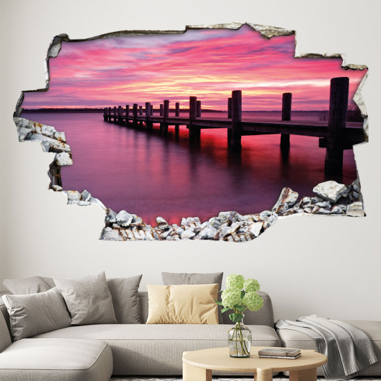 Adesivo murale effetto 3D - Tramonto