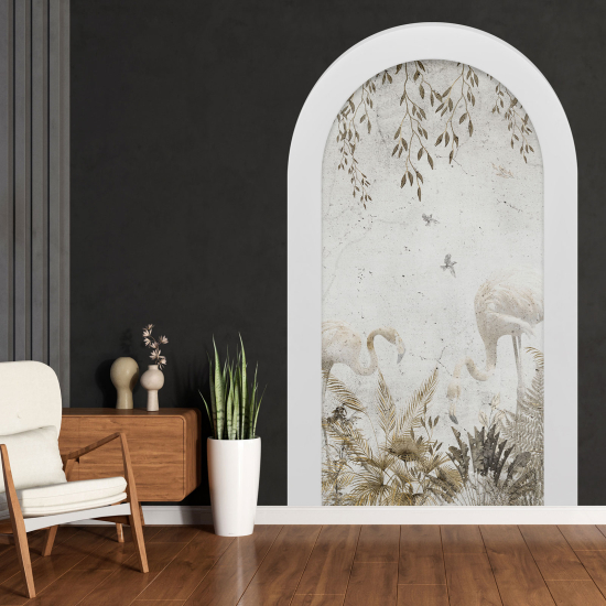 Adesivo Murale - Illusione ottica - Arco - Fenicotteri Rosa