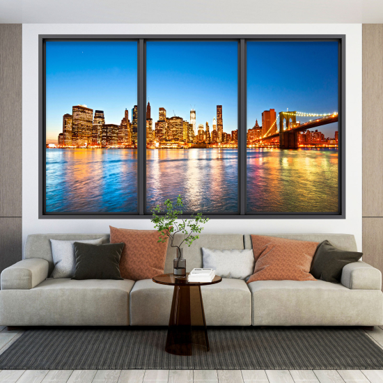 Adesivo Murale - Illusione ottica - Finestra - New York
