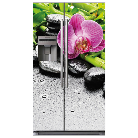 Adesivo per frigo americano - Fiore ciottoli