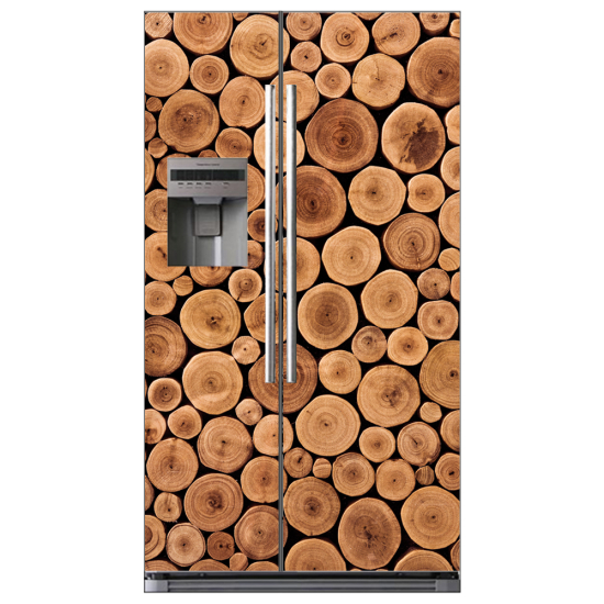 Adesivo per frigo americano - Tronchi di legno