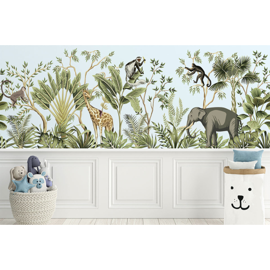 Carta da parati panoramica per bambini - Animali della Giungla