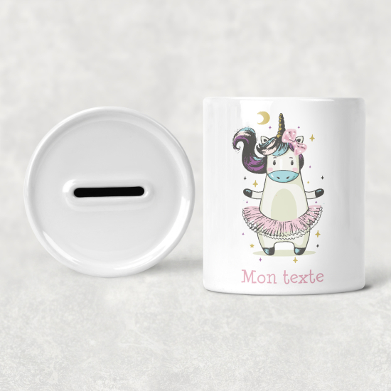 Salvadanaio per bambini personalizzato - Danzatrice Unicorno