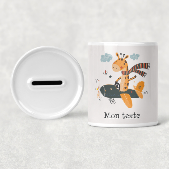 Salvadanaio per bambini personalizzato - Giraffa Aereo