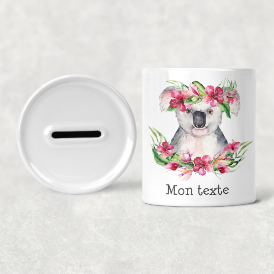 Salvadanaio per bambini personalizzato - Koala Fiori