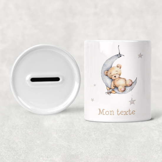 Salvadanaio per bambini personalizzato - Orsetto Luna