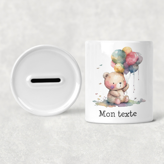 Salvadanaio per bambini personalizzato - Orsetto palloncini