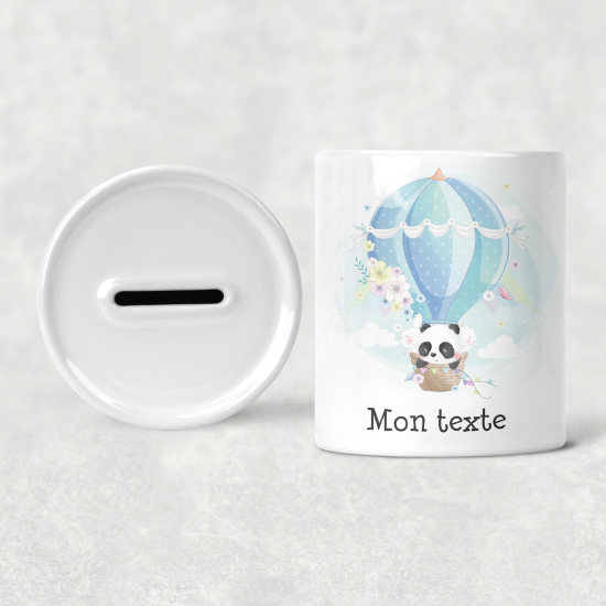 Salvadanaio per bambini personalizzato - Panda Mongolfiera