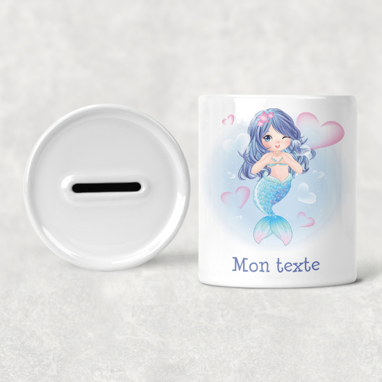 Salvadanaio per bambini personalizzato - Sirena cuori