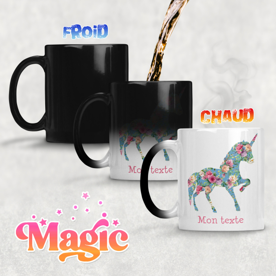 Tazza magica personalizzata - Unicorno fiori