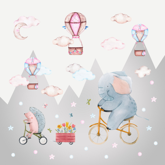 Carta da parati panoramica per bambini - Animali Montagne