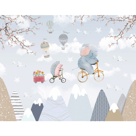 Carta da parati panoramica per bambini - Animali nel Cielo