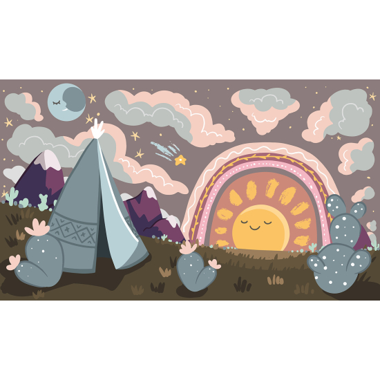 Carta da parati panoramica per bambini - Paesaggio Tipi Bambino