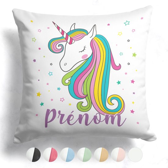 Cuscino bicolore personalizzato - Bella unicorno stelle