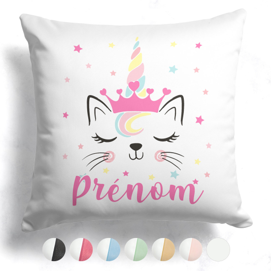 Cuscino bicolore personalizzato - Gatto unicorno